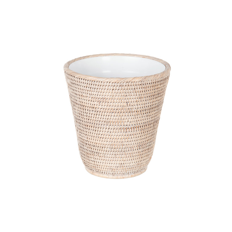 Home KOUBOO La Jolla Rattan Round Waste Basket with Plastic Insert